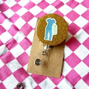 OOTD Scrubs Nursing Medical Glitter Handmade Resin Badge Reel